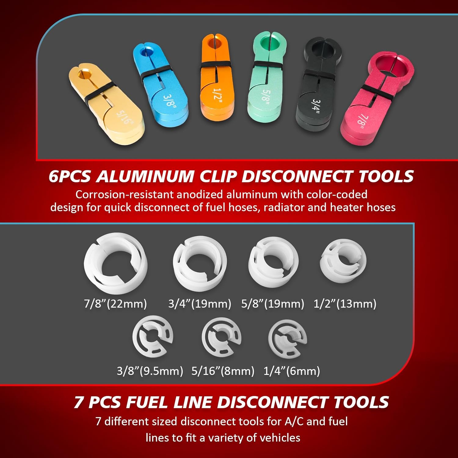 26pc Master Quick Disconnect Tool Kit with Fuel and AC Disconnect Pliers,Fuel Line Disconnect Tool Set,Fuel Line Removal Tools for GM Trucks,Ford, Air Line,A/C Fuel&Transmission Systems