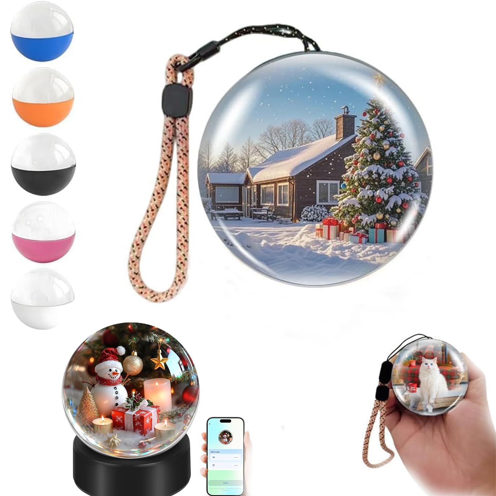 Memory Pearl Ball, 2.7in Crystal Ball Video Player Memory Lamp, Crystal Video Ball for Custom Photos & Videos, Gifts for Couples Friends Anniversary Birthday (Blue)