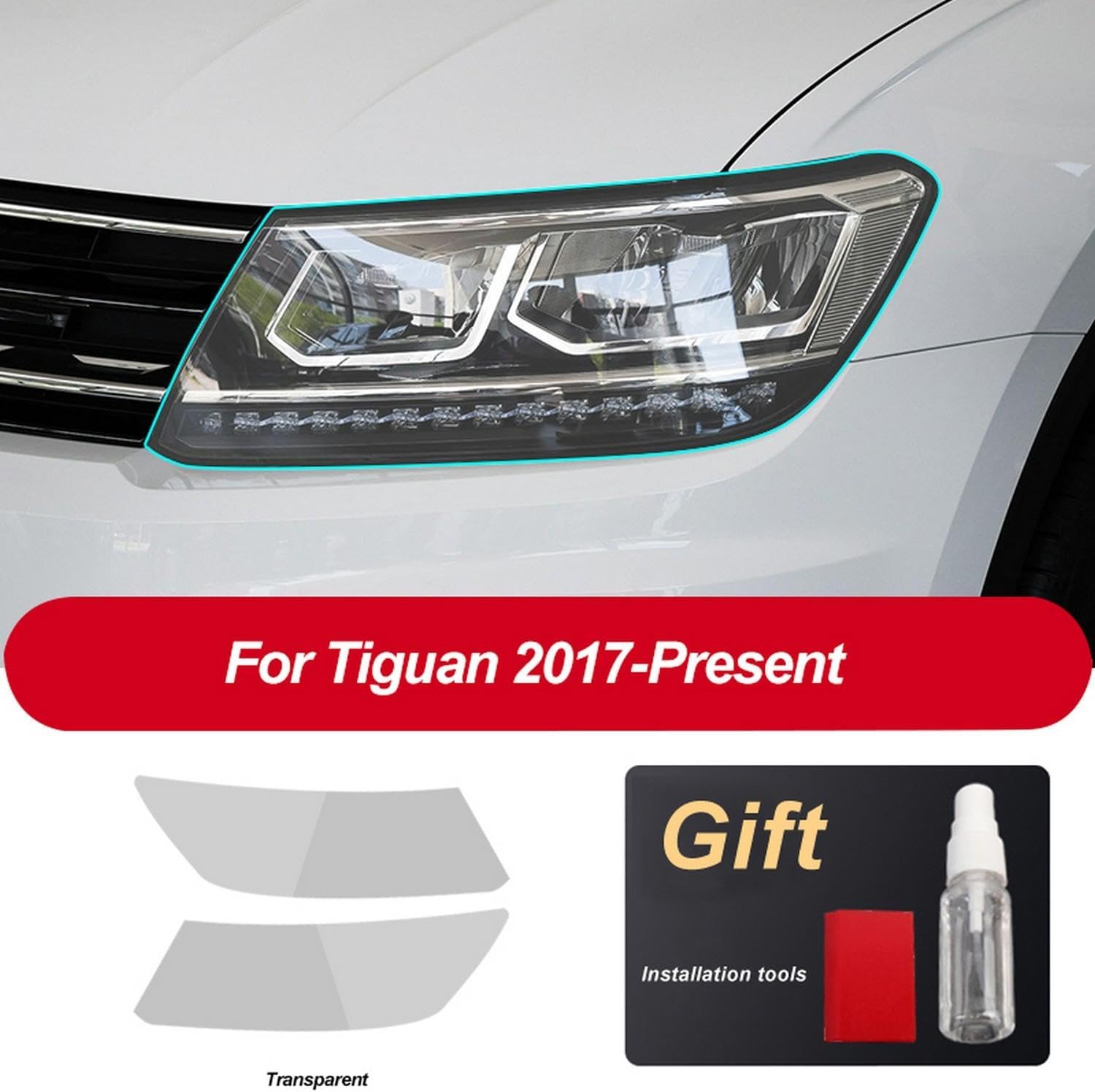 Car Headlight Protective Film Headlamp Restoration Transparent TPU Sticker,for Volkswagen VW Tiguan 5N MK2 2017-Present Accessories