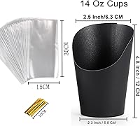 Vista 5 de Vasos Desechables para Charcutería 60 PCS con 200 PCS Palitos y 60 PCS Bolsas, Cajas de Bocadillos de Papel Kraft de 14 oz Vasos para Aperitivos