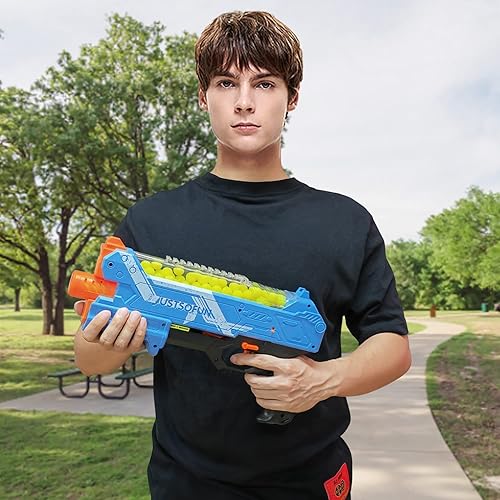 Miniatura 5 de Pistola Blaster con gafas protectoras y 100 rondas de hasta 110 FPS compatible con dardos Nerf Hyper Rounds, fácil de recargar, soporta hasta 50