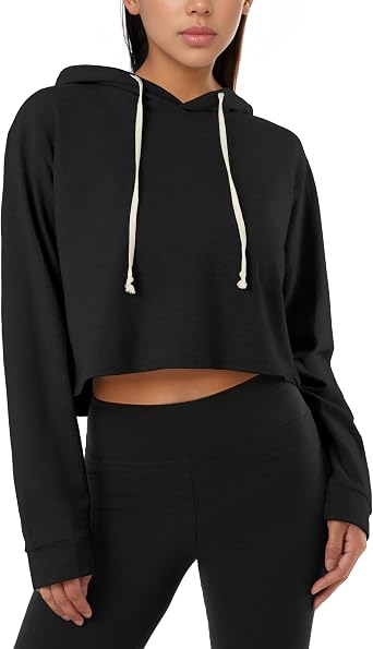 GIVON Womens Comfortable Casual Long Sleeve Crop-Top Pullover Sweatshirt Hoodie