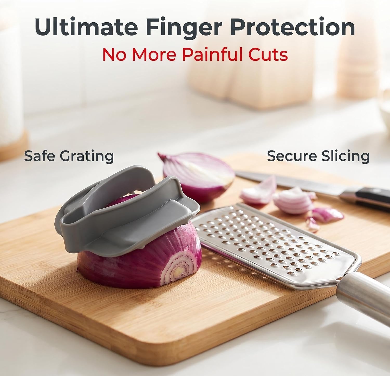 NACOLUS Grater Finger Guard for Mandoline Slicer,Vegetable Grater,Food Grabber for Box Grater,Finger Guards for Chopping, Slicing & Dicing, Sharp Knife Hand Protective Gear for Kitchen & Home (Gray)
