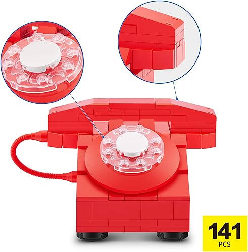 Miniatura 4 de MAX Colección Premium Retro Building Bricks (Telephone) de ZURU, ladrillos de construcción para adolescentes, adultos y coleccionistas. Construye,