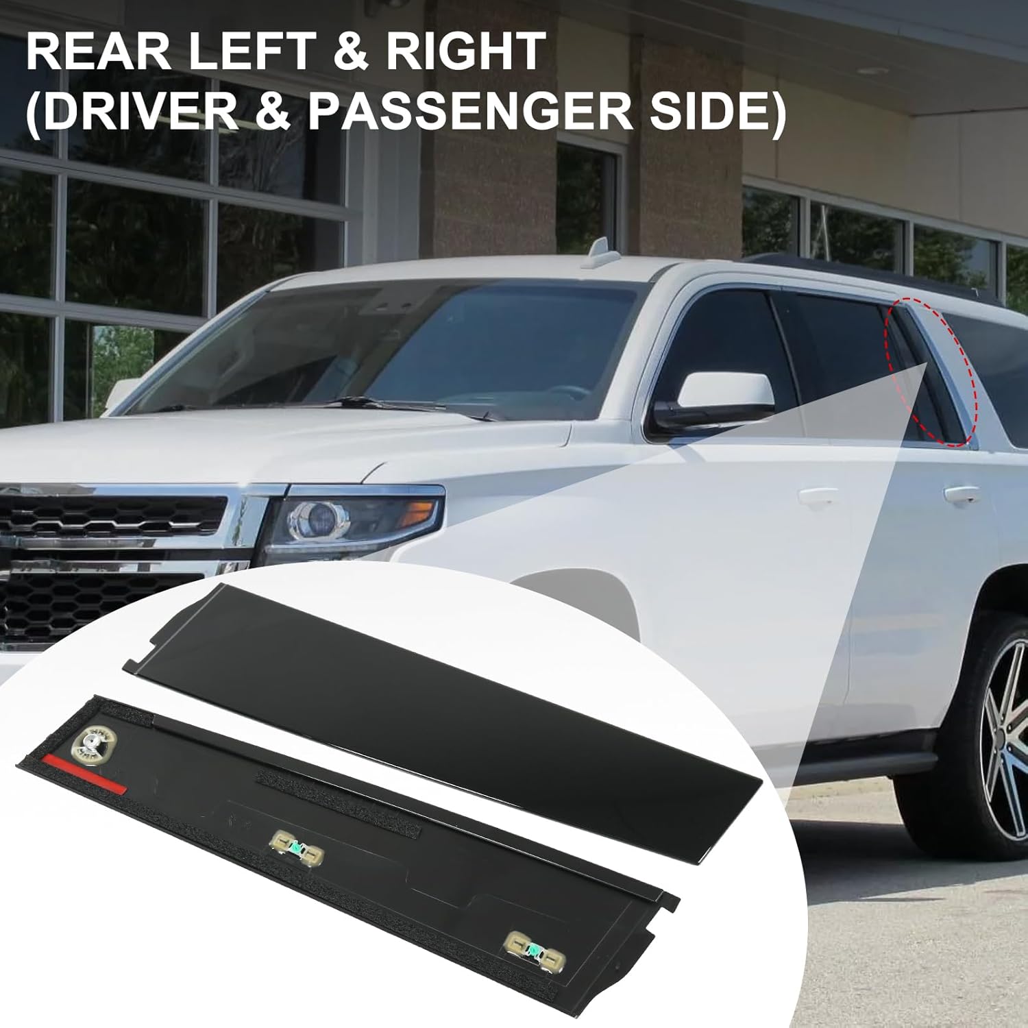 Rearward Door C-Pillar Windshield Trim Full Set (Left & Right) Replacement for Cadillac Escalade Chevrolet Tahoe GMC Yukon 2015-2018 Rear Driver & Passenger Side 926-245 926-246