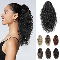 Vista 21 de REECHO Extensión de cola de caballo, extensión de cola de caballo de 18 pulgadas con clip de garra para mujer, extensiones de cabello largo, rizado