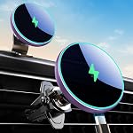 MOKPR for Magsafe Car Mount Charger-Magnetic Car Phone Holder Wireless Car Charger for Dash Air Vent-LED RGB HandsFree Car Mount Fast Car Charger for iPhone 17/16/15/14/13/12 Series (Black)