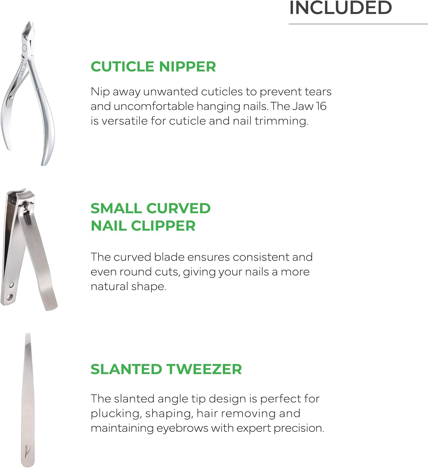 Women's Mini Manicure Set - Red | Stainless Steel Cuticle Nipper, Nail Clipper, Tweezer | Compact Grooming On-The-Go