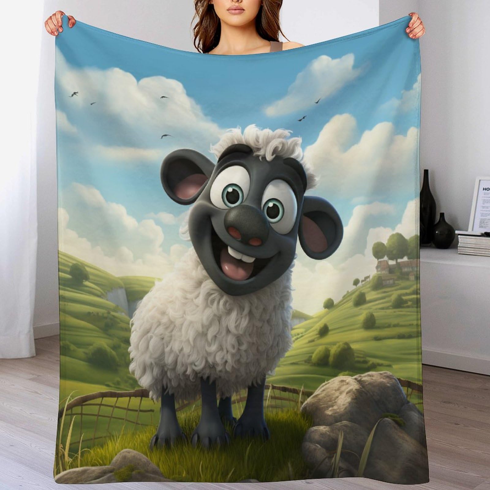 Plaid canapé chaud polaire mouton mignon et couverture lit en flannel douce