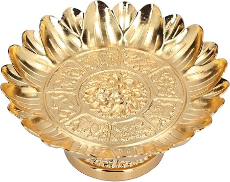 Cyrank Footed Fruit Bowl, 7in Buddhist Plate Offering Bowl Centerpiece Holder Decorative Plate Fruit Tray for Temples Sacrifices Blessing Altar Use
