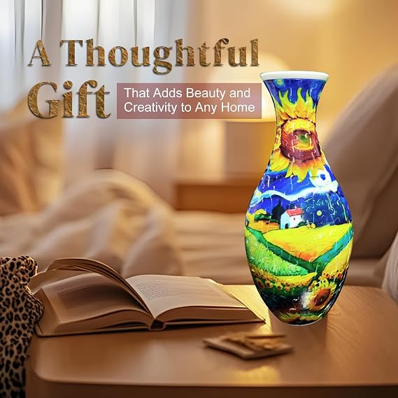 3D Puzzle Vase Unique Flower Vase for Adults, Relax Puzzles for Adults, DIY Jigsaw Creative Gift for Parents & Housewarming