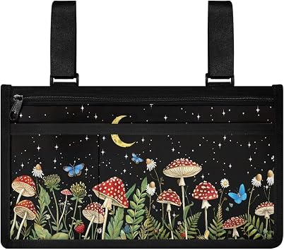 LedBack Wheelchair Bag Mushroom Wheel Chair Accessories Adults Wheelchair Bags to Hang on Side Walker Bag Mobility Scooter Rollator Accessories
