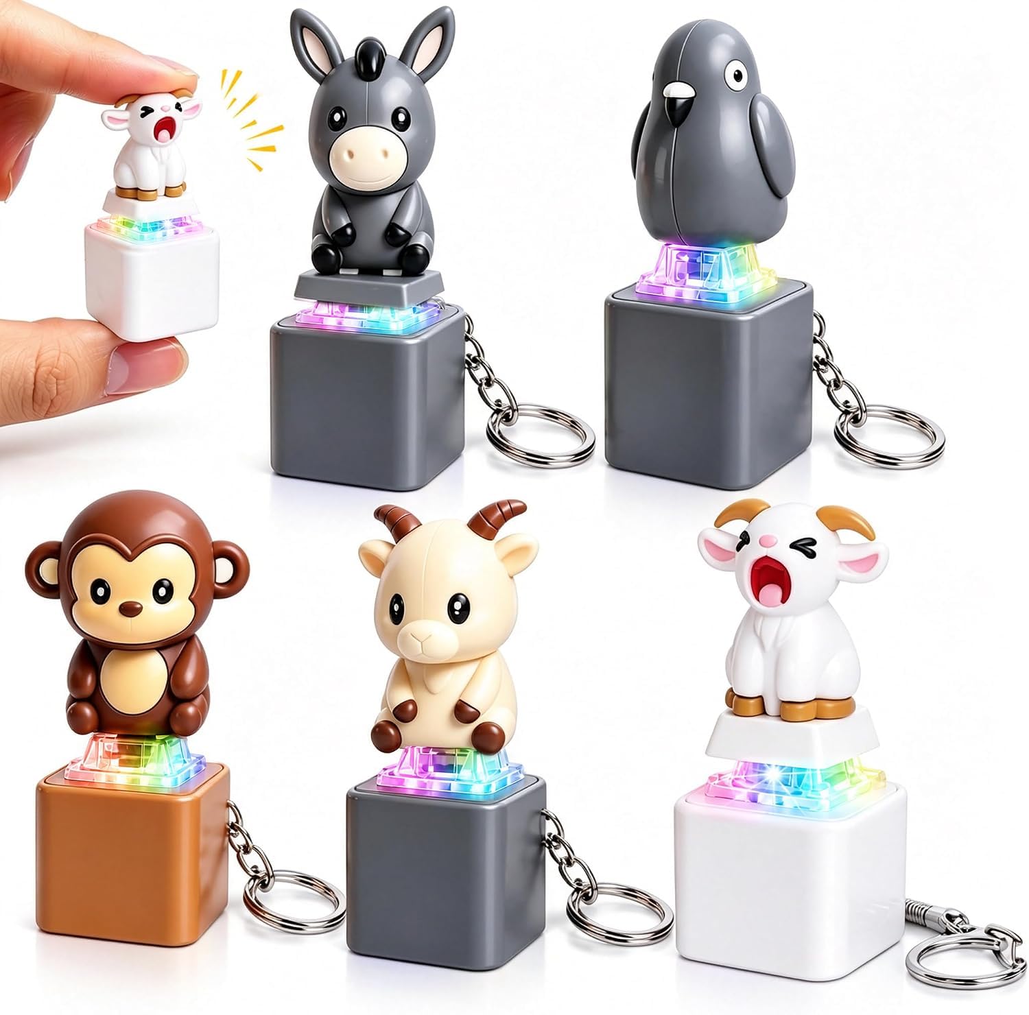 5PCS Keyboard Fidget Toy, Animal Sound Button Clicker Fidgets Set