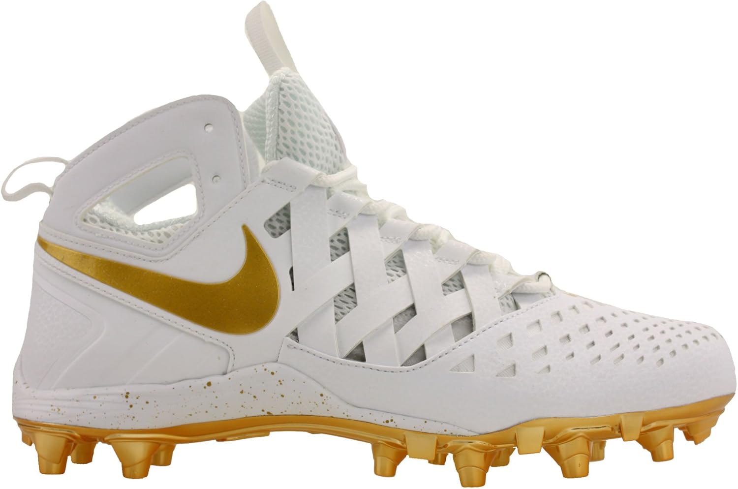 Nike New Mens Huarache V Lacrosse Elite Cleats White/Gold