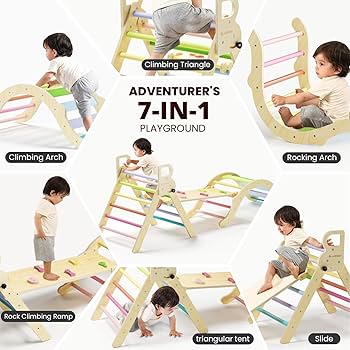 BlueWood Pikler Triangle Set - Versatile Wooden Climbing Toy