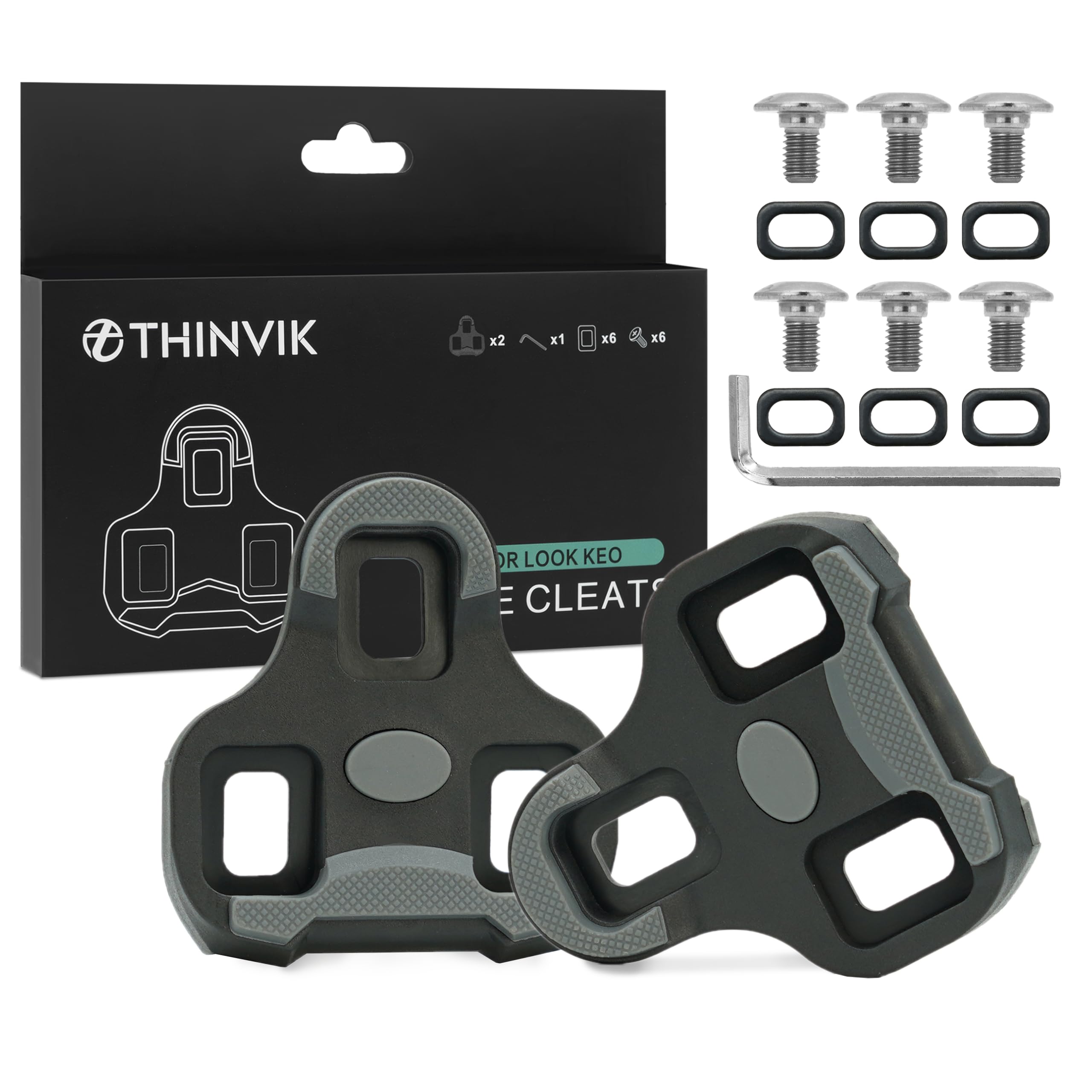 Thinvik Tacchette da Bici Grip per Look Keo Pedali Scarpe da Ciclismo con Design Antiscivolo per Bici da Corsa 0°, 4.5°e 9°