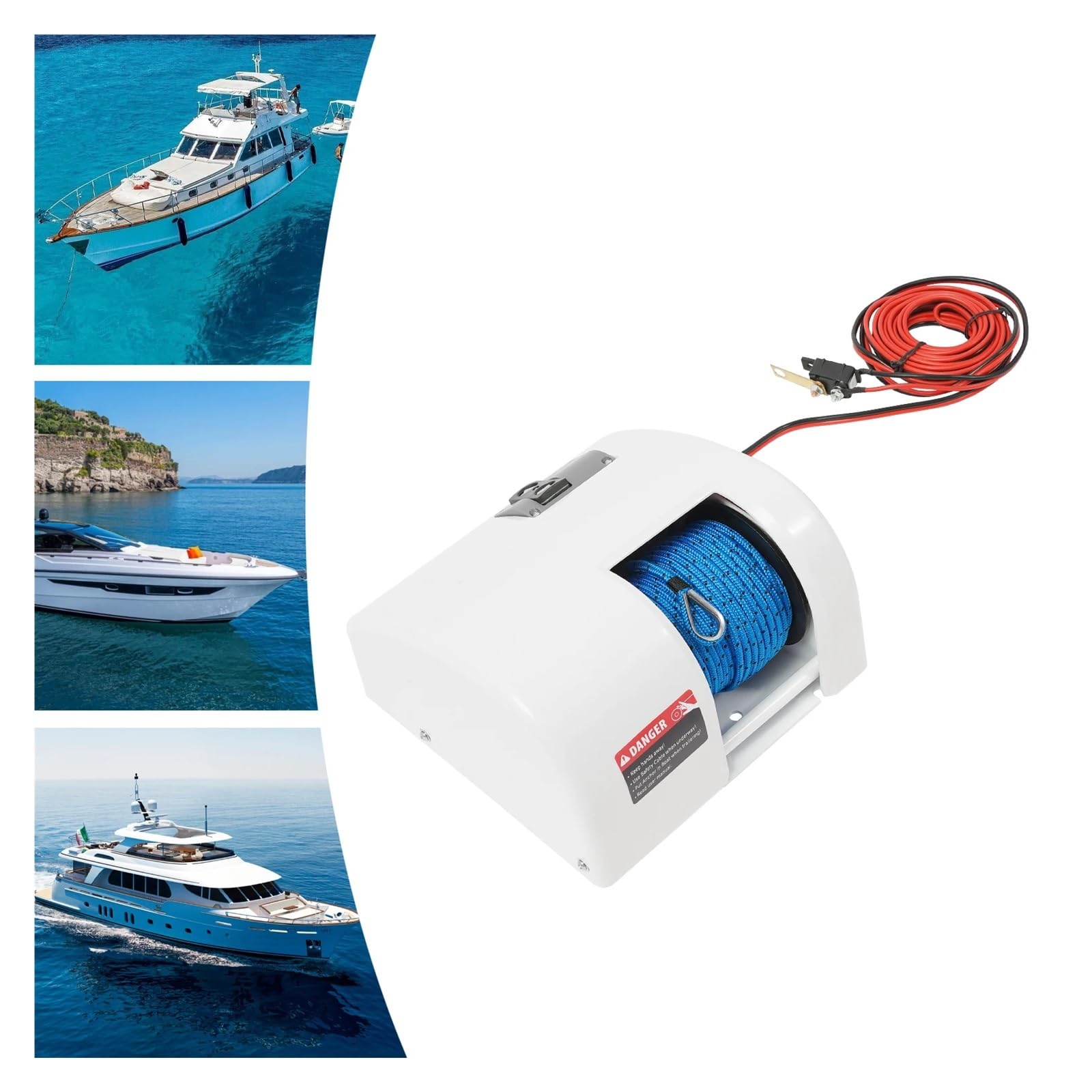 Kit salpa ancora elettrico 12 V per uso marino, compatibile con acqua salata con telecomando e staffa per prestazioni di ancoraggio potenti