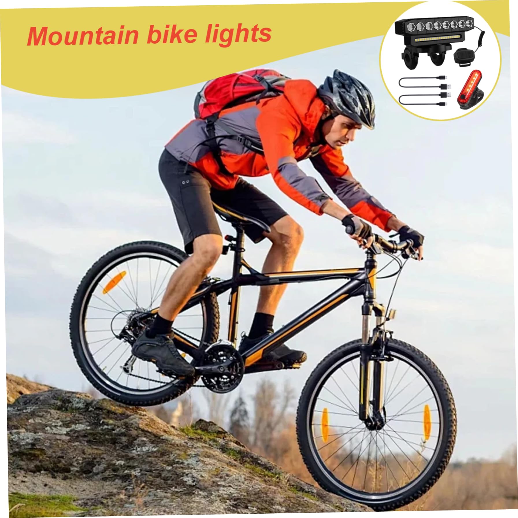 Clacson per Bici elettrica, luci per Bici a LED Anteriori e Posteriori Impermeabili Ricaricabili a 6 modalità per Esterni, Faro