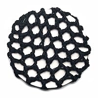 Vista 2 de Paquete de 7 fundas de red para moño para mujer, ballet, danza, patinaje, color negro (malla doble)