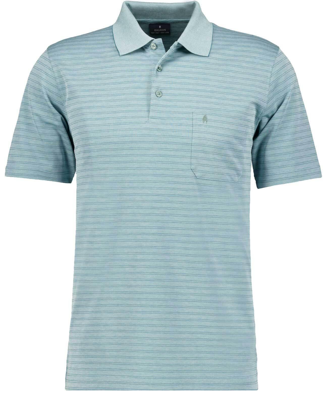 RAGMAN Softknit-polo Fineliner Salbei-344, Herren, 3XL