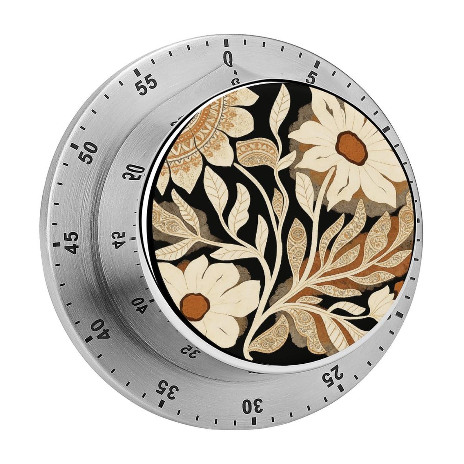 Vintage Flower Kitchen Timer for Cooking Chef Cooking Magnetic Timer Loud Alarm Mechanical Desk Stainless Countdown Reminder