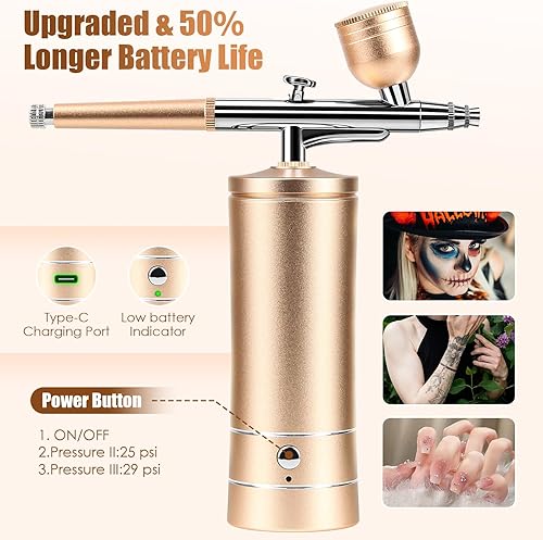 Miniatura 4 de Airbrush-Kit - Compresor de aerógrafo inalámbrico recargable - Aerógrafo para uñas, juego de aerógrafo, cepillo de aire portátil para uñas,