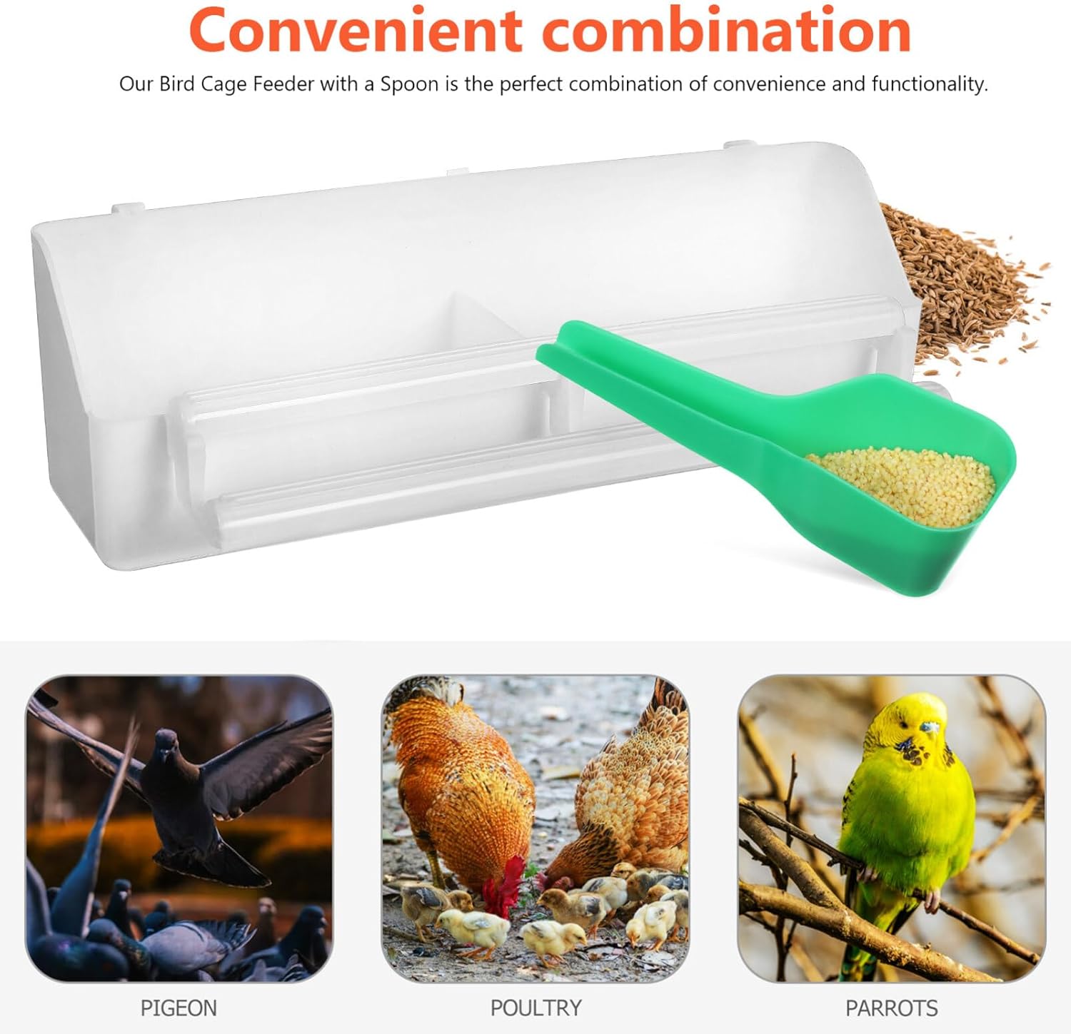 GANAZONO 4pcs Bird Water Dispenser Bird Food Feeder for Cage Food Bowl Cups with 2 Dispenser Spoon