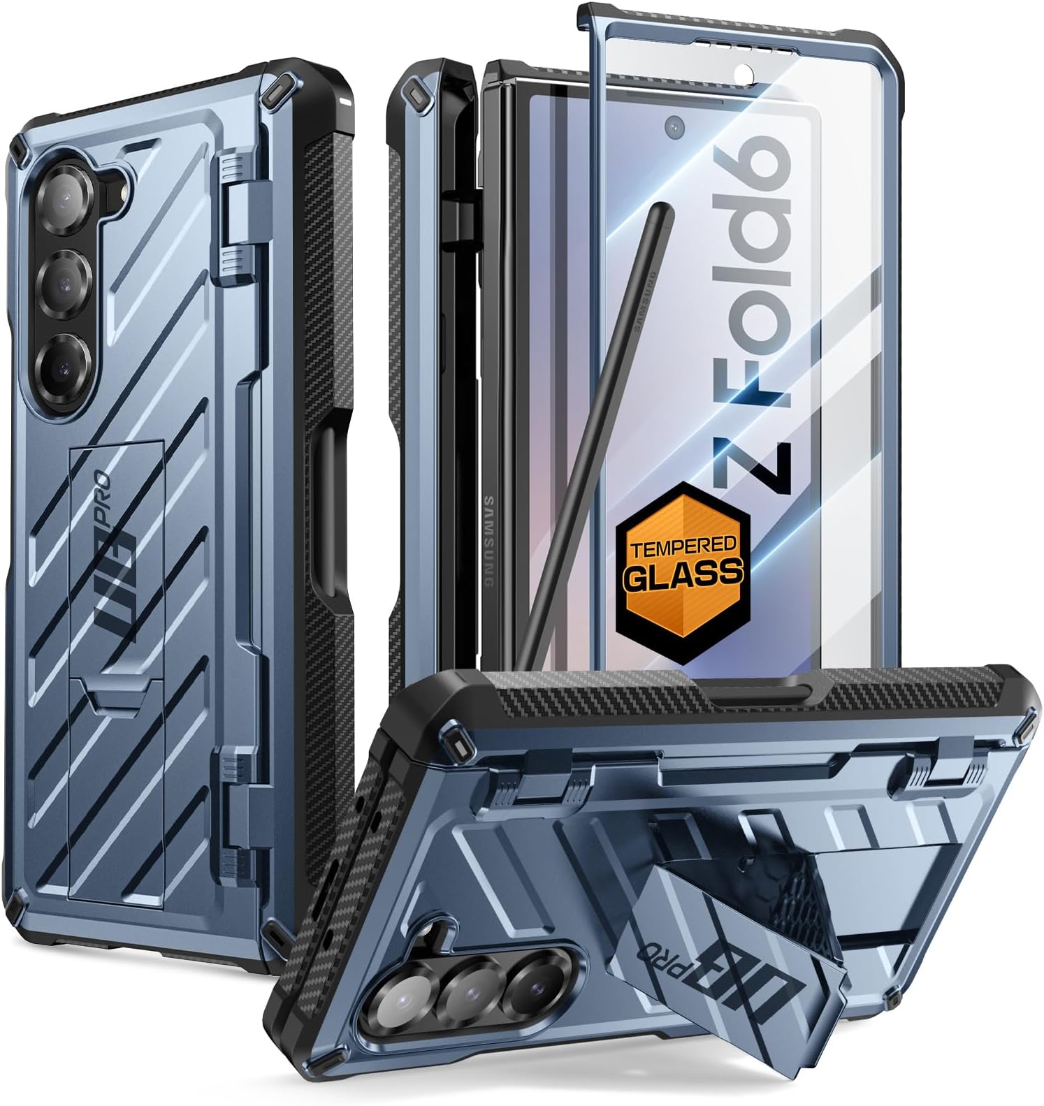 - for Samsung Galaxy Z Fold 6 Case with S Pen Holder (UB Pro) [Built-in Screen Protector & Kickstand] [Military-Grade Protection] Heavy Duty Rugged Phone Case 360° Full Shockproof Cover, Tilt