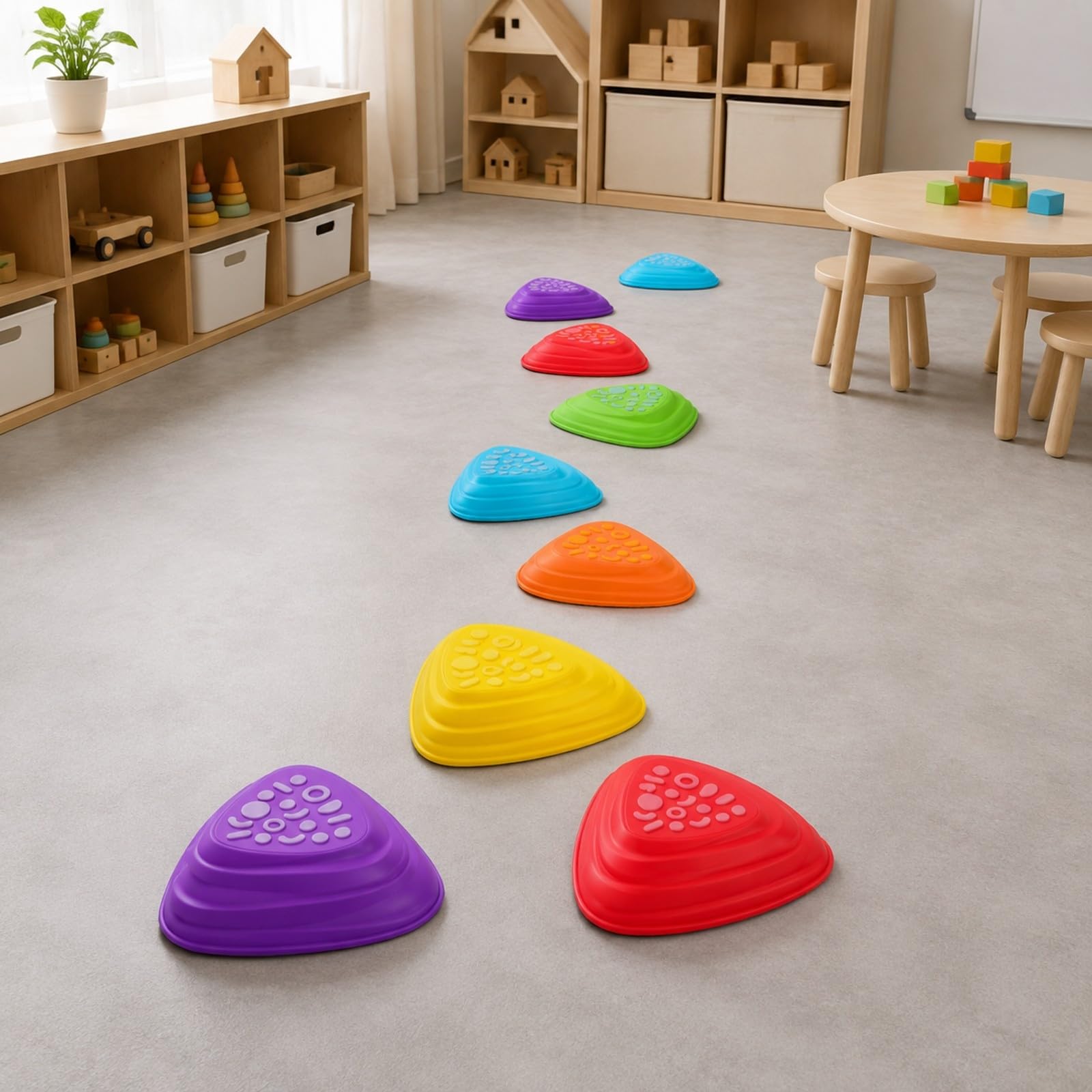 Almencla 11 Pezzi Blocchi per Percorso Ostacoli | In Plastica PP, Gioco di Equilibrio con Impilabili, Facile da Pulire, Pietre di Bilanciamento, per area giochi