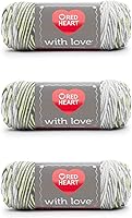 Vista 44 de Red Heart with Love - Hilo de seda de maíz, paquete de 3 unidades de 6.98 oz/7 onzas, acrílico, 4 medianos (peinado), 370 yardas, tejido/ganchillo