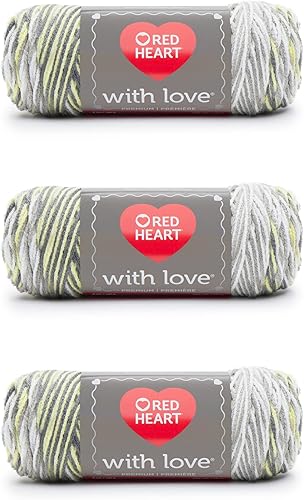 Miniatura 44 de Red Heart with Love - Hilo de seda de maíz, paquete de 3 unidades de 6.98 oz/7 onzas, acrílico, 4 medianos (peinado), 370 yardas, tejido/ganchillo