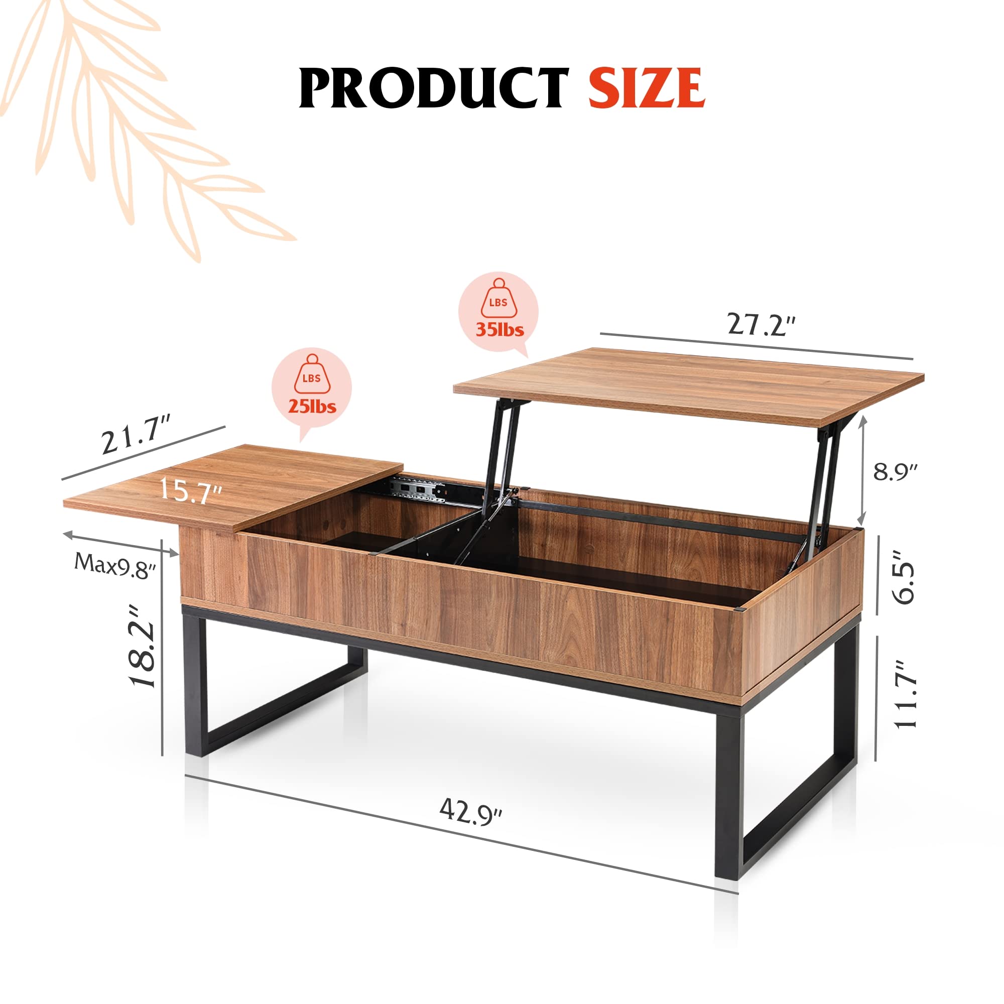 Harmati Lift Top Coffee Table with Storage Lift up Center Table for