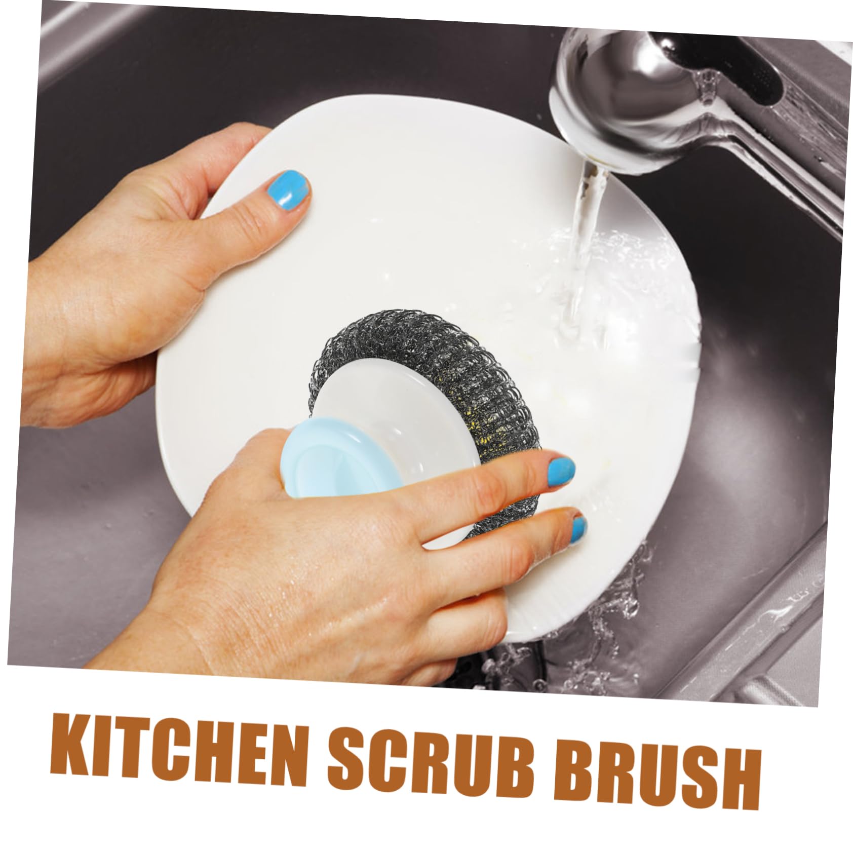 Healeved 10piezas Estropajos De Cocina De Acero Inoxidable Cepillos para Limpiar Platos y Sartenes Diseño Ergonómico y Resistente para Utensilios De Acero y Fundido