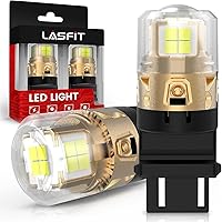 LASFIT L2 3157 LED Reverse Bulbs - 500% Brighter 6000K Xenon White, Plug & Play 3156/3057/4114 Compatible for Backup DRL Lights, 2pcs