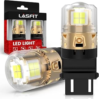 LASFIT L2 3157 LED Reverse Bulbs - 500% Brighter 6000K Xenon White, Plug & Play 3156/3057/4114 Compatible for Backup DRL Lights, 2pcs