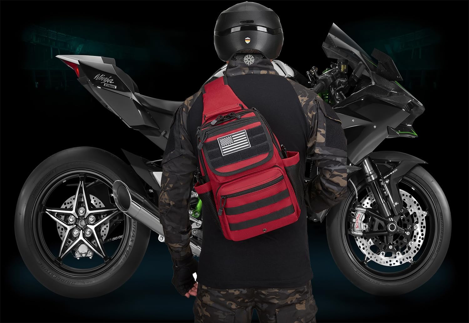 ATBP Tactical Crossbody Bag Holster Shoulder Backpack 6 Elastic Slots Water Bottle Holder Carrier Accessories Pouch 15L - Image 6