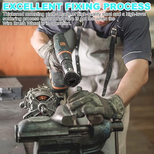 Miniatura 5 de 6 cepillos de alambre para taladro, rueda de alambre para taladro, árbol de 14 pulgada de 0.012 pulgadas de alambre de metal, accesorios de taladro