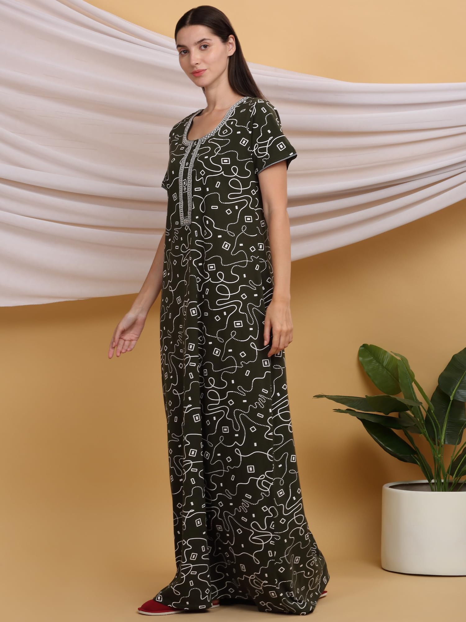 Sweet Dreams Damska bawełniana sukienka nocna Maxi Casual