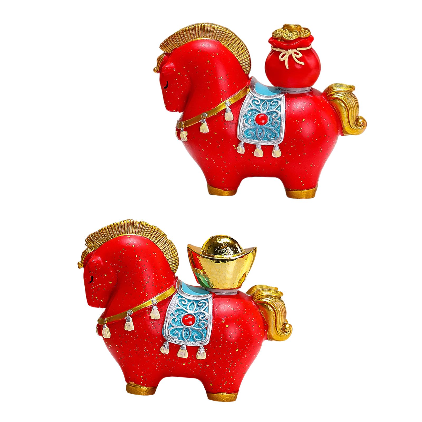 Carotoe A 2Pcs Vintage Horse Figurine Rotating Crafted Ornament Positive Energy Homes Offices Enhancement Whirling Luckily Horse Figurine Desktop Decoration