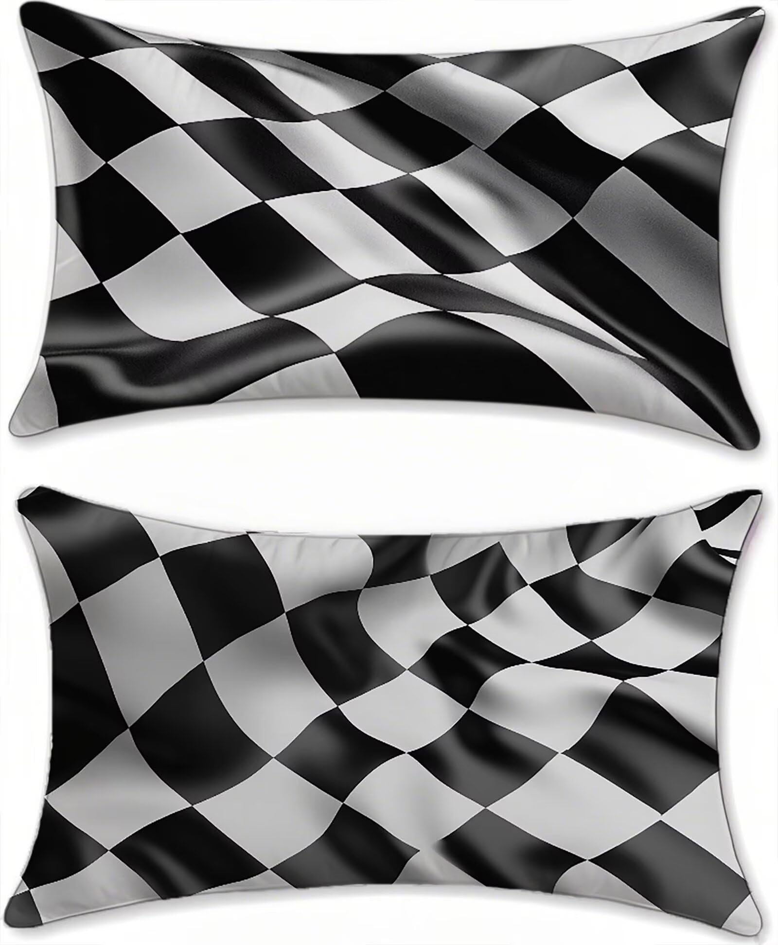 Taies d'oreillers coussin canape exterieur impermeable 60x90cm lin noir blanc u-11750
