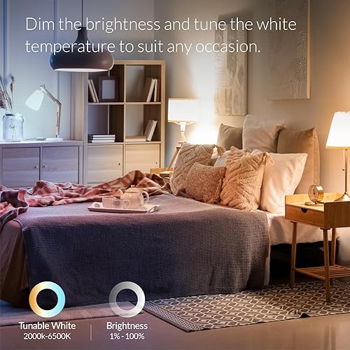 Miniatura 4 de ERIA Bombillas inteligentes, A19 ZigBee, blanco sintonizable extra brillante, 1100 lúmenes, funciona con Hue*, SmartThings, HA, Tienda Echo (4.