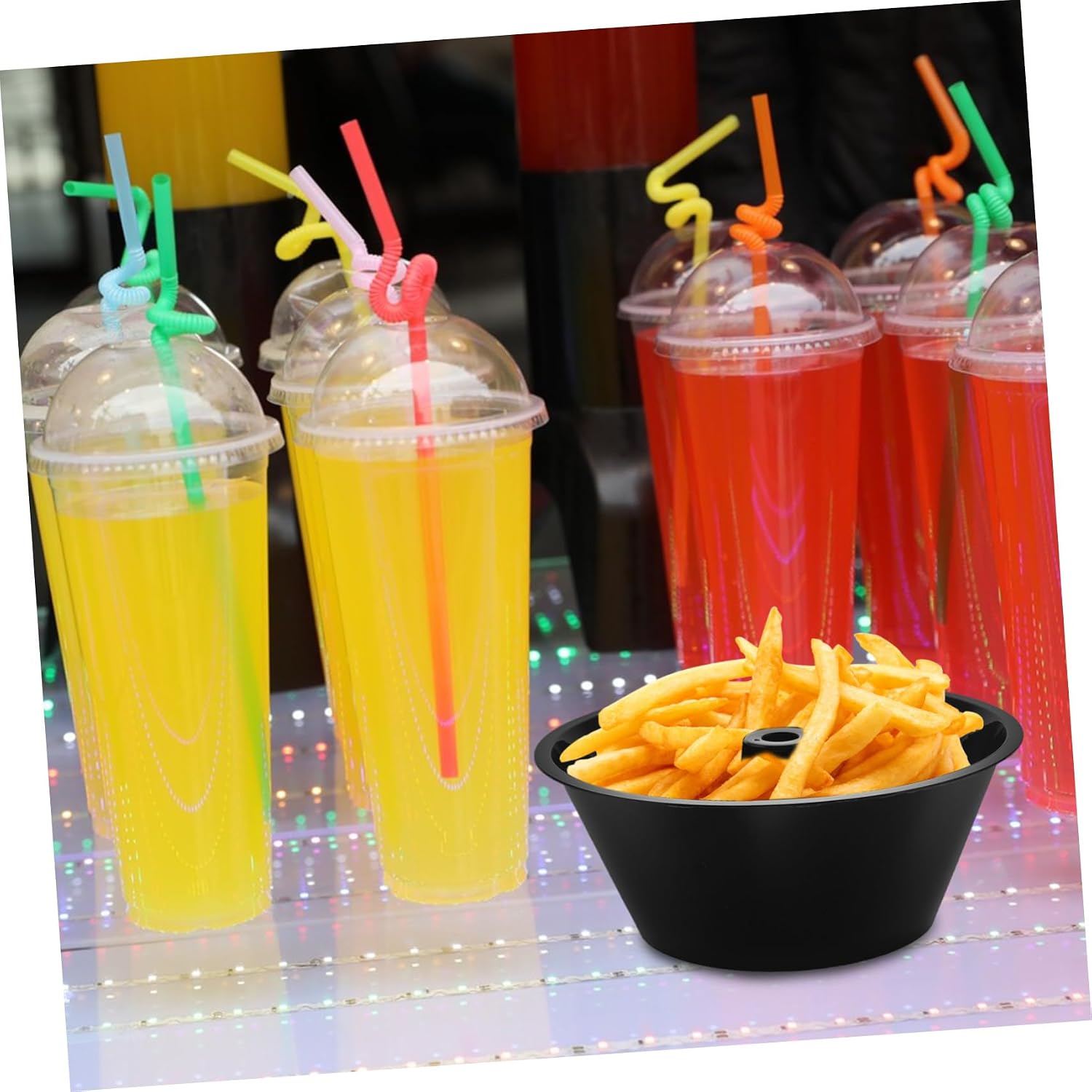 10pcs Snack and Beverage Cup Holder Bowls Reusable Popcorn Bowls Straw Hole for Party Home and Outdoor