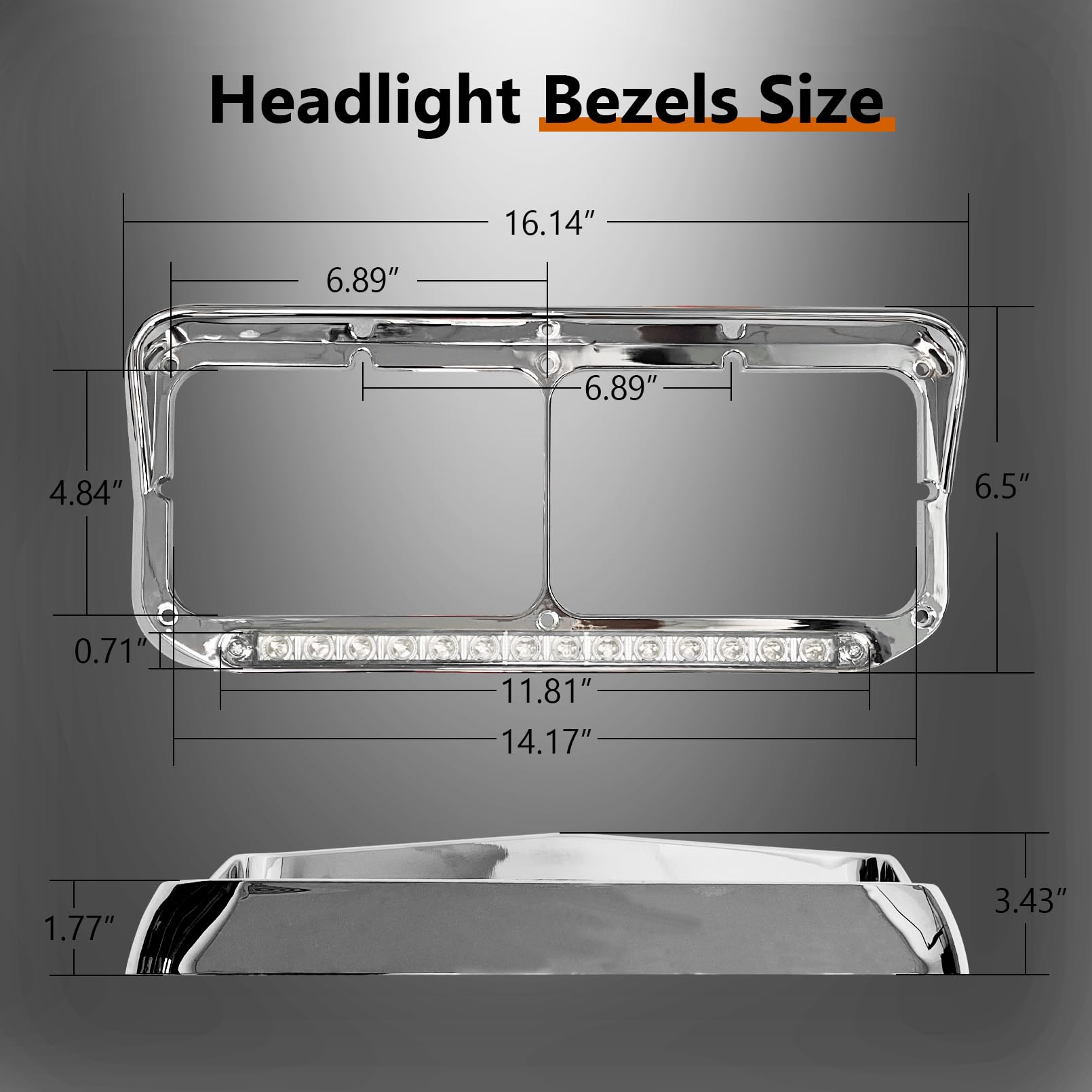 Snapklik.com : Grandroad Auto Headlight Bezels Chrome w/Visor 12