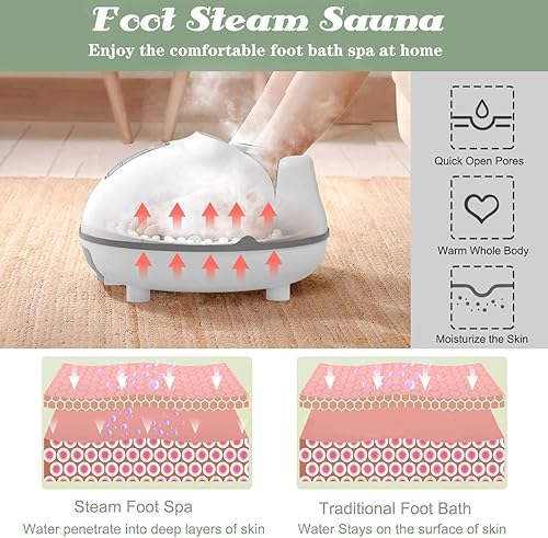 Miniatura 4 de ERGOMASTER Masajeador de baño de pies de vapor, spa de pies con calentamiento rápido, 3 niveles de calefacción, 2 temporizadores ajustables, calma