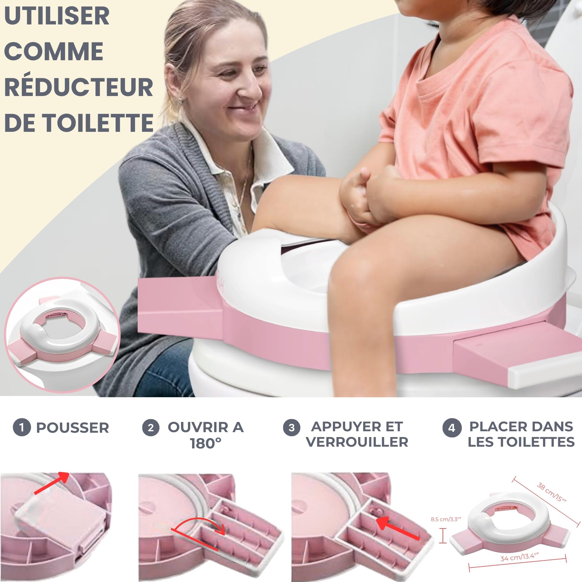 HuBorns - Pot Pliable Enfant Voyage Facile à Transporter avec 10 Sacs Inclus, Pot Portable Enfant Voyage Confortable et Sûr, Reducteur Toilette Enfant pour l'Apprentissage Facile de la Propreté