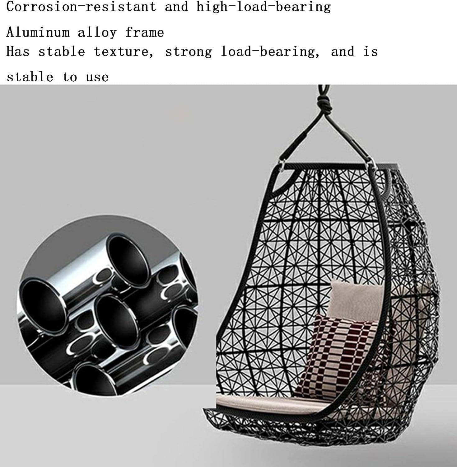 Outdoor-Hängesessel mit UV-beständigen Kissen, PE-Rattan, Schaukelkorb, Stuhl für drinnen und draußen, Garten und Balkon, Weiß