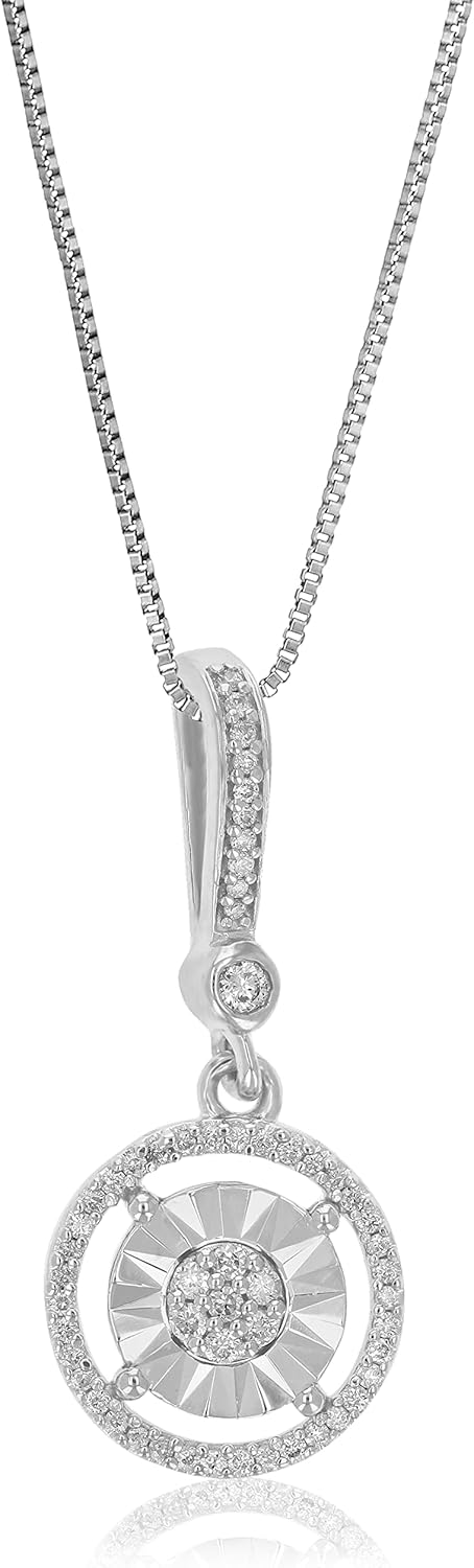 VIR JEWELS 1/10 cttw Lab Grown Diamond Pendant Necklace in Sterling Silver with Chain