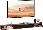 HOMCOM 71" Floating TV Stand for TVs up to 75 Inch, Modern Wall Mounted Media Console with Flip Drawer, 2 Open Shelves and Cable Management for Living Room, Walnut
