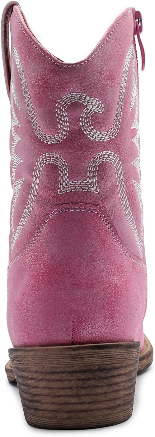 GLOBALWIN Women's Mid Calf The Western Cowboy Boots Fashion Cowgirl Boots For Women Low Heel