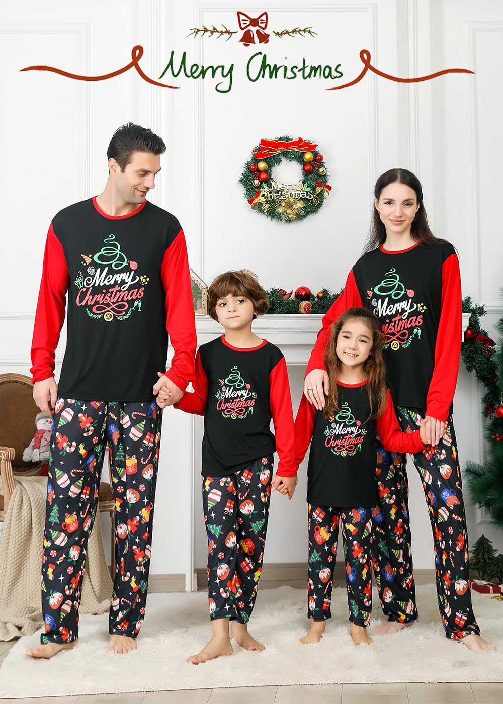 Conjuntos de pijamas de Navidad familiares a juego para mujeres/hombres/parejas/adultos, pijamas de árbol de Navidad para vacaciones, ropa de dormir
